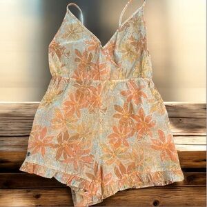 Roxy Floral Semi Sheer Romper NWT